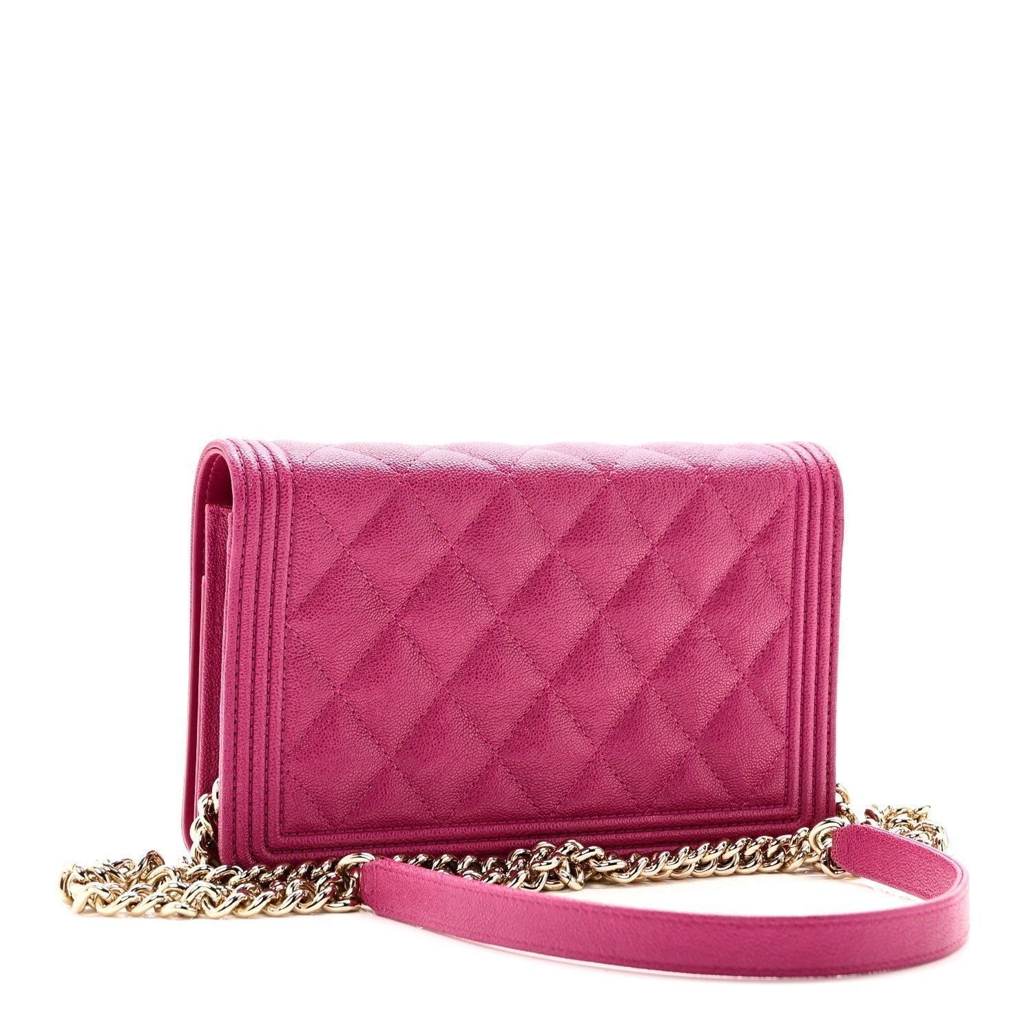 Caviar Quilted Boy Wallet On Chain WOC Fuchsia - Image 3
