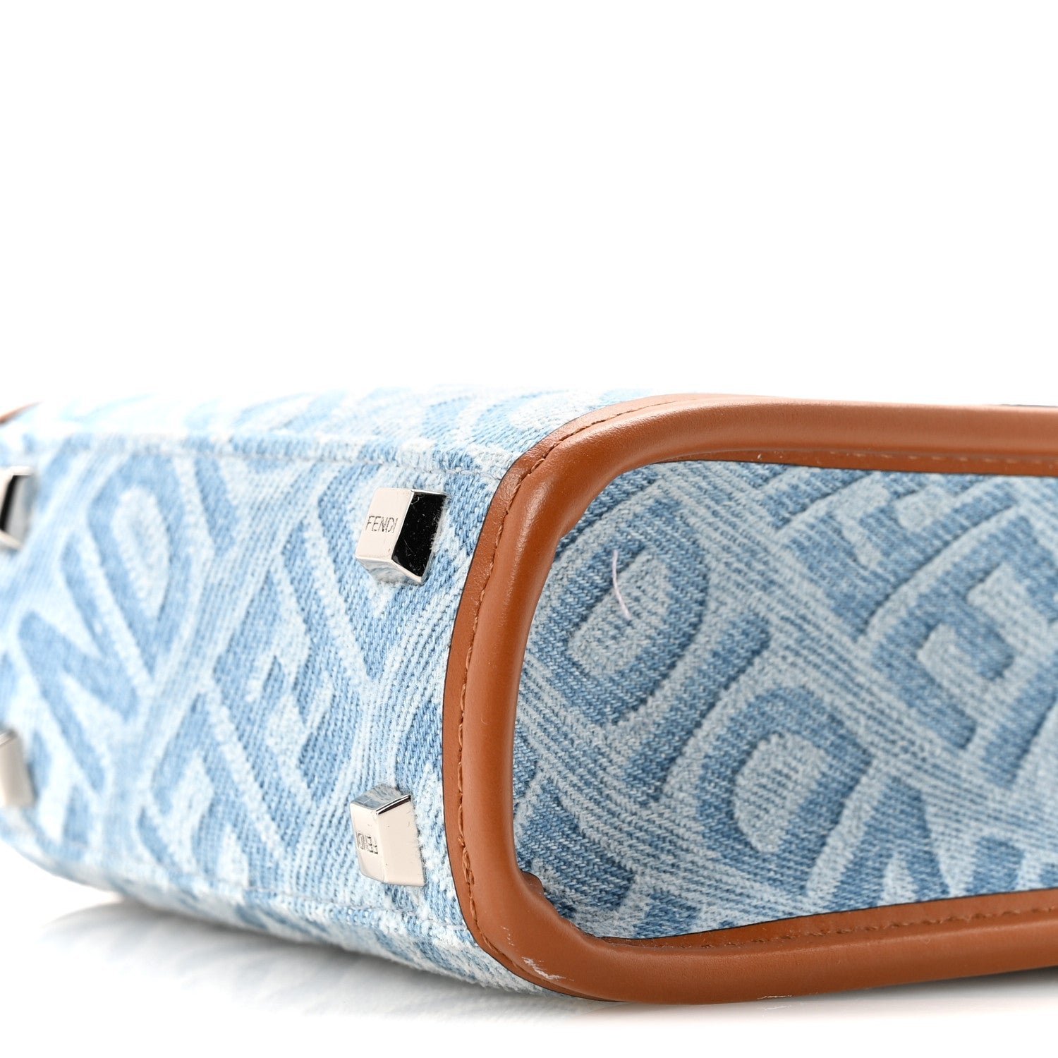 Fendi Denim Vitello King FF Embroidered Plexiglass Mini Sunshine Shopper Tote - Image 10
