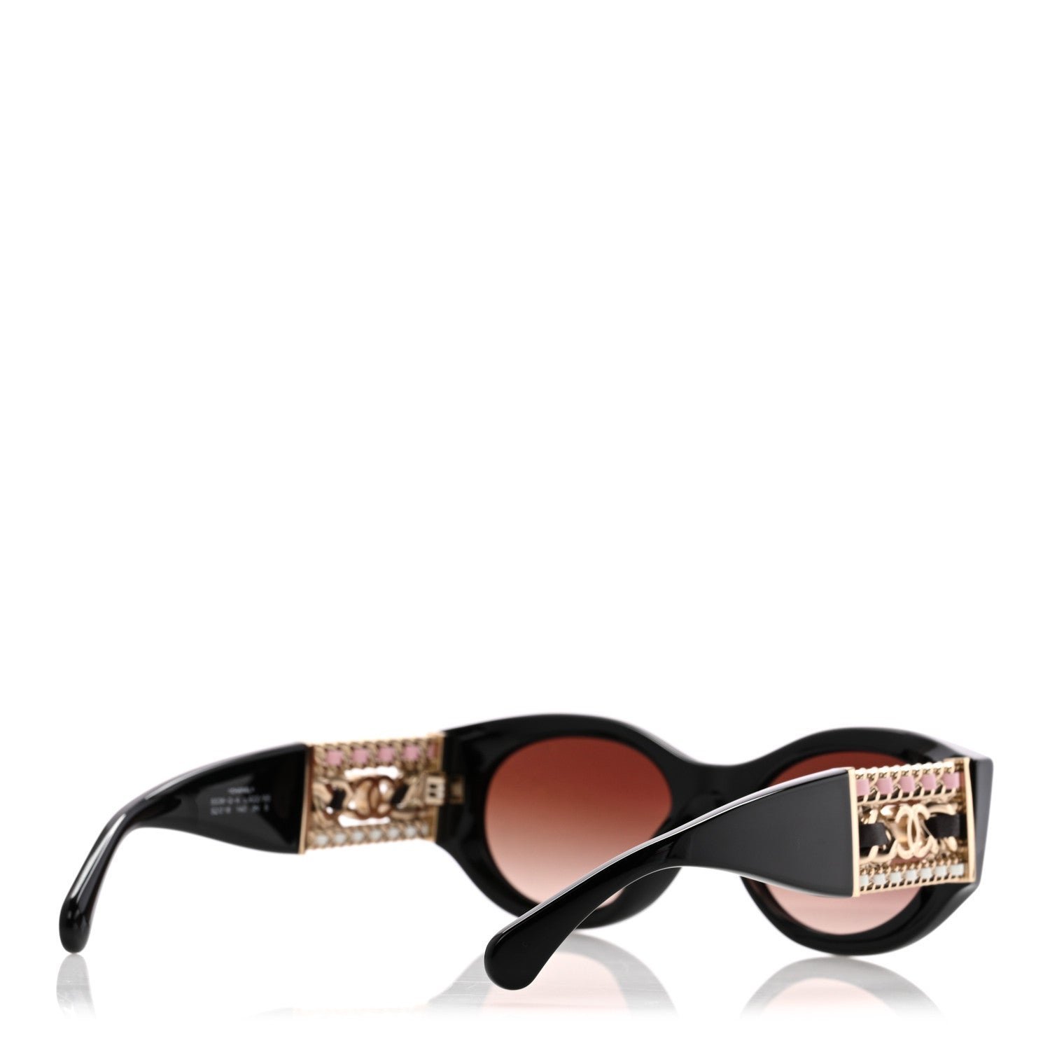 Acetate Calfskin Chain CC Sunglasses 5536-Q-A Black - Image 4
