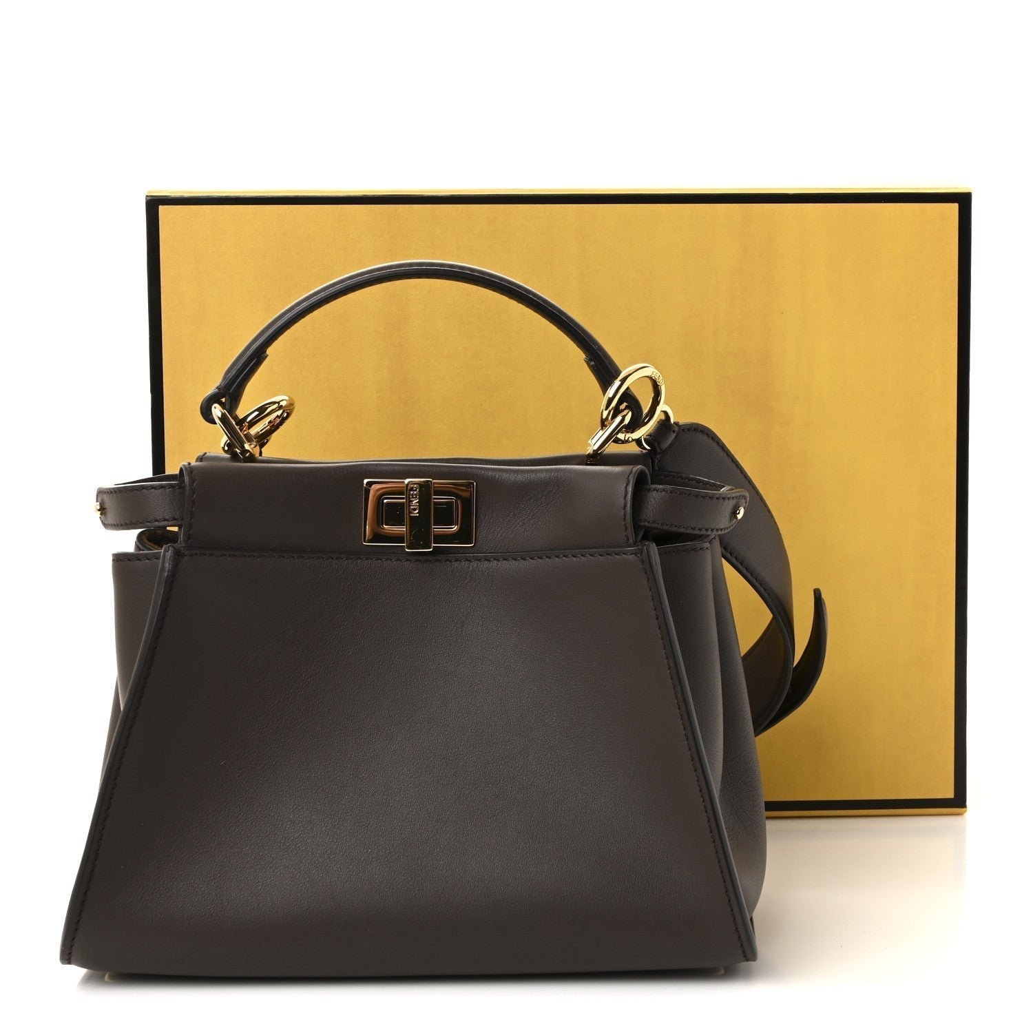 Fendi Vitello Seta Suede FF Mini Peekaboo Iconic Satchel - Image 10