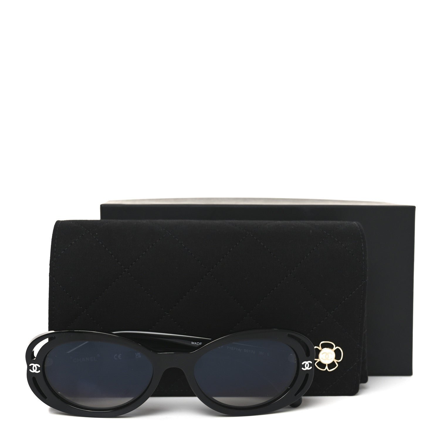 Acetate Oval Sunglasses 71571A Black - Image 7