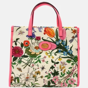 Flora Print Medium Tote Pink Trim