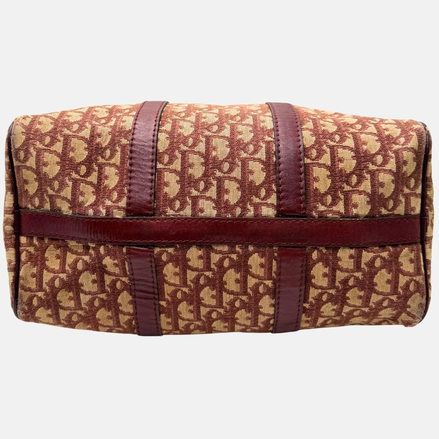 Trotter Boston Bag Burgundy Canvas and Leather Small - Image 5
