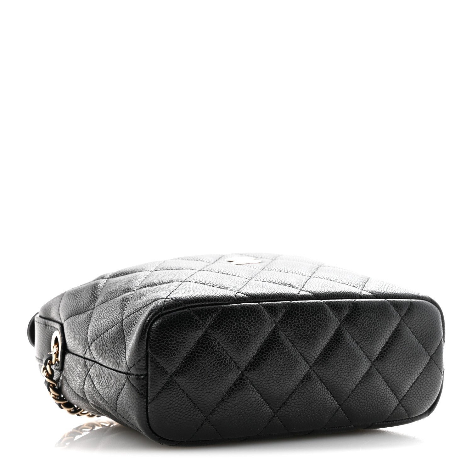 Caviar Quilted Hobo Clutch With Chain Black - Image 4