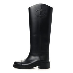 Calfskin Cap Toe CC Riding Boots 38.5 Black