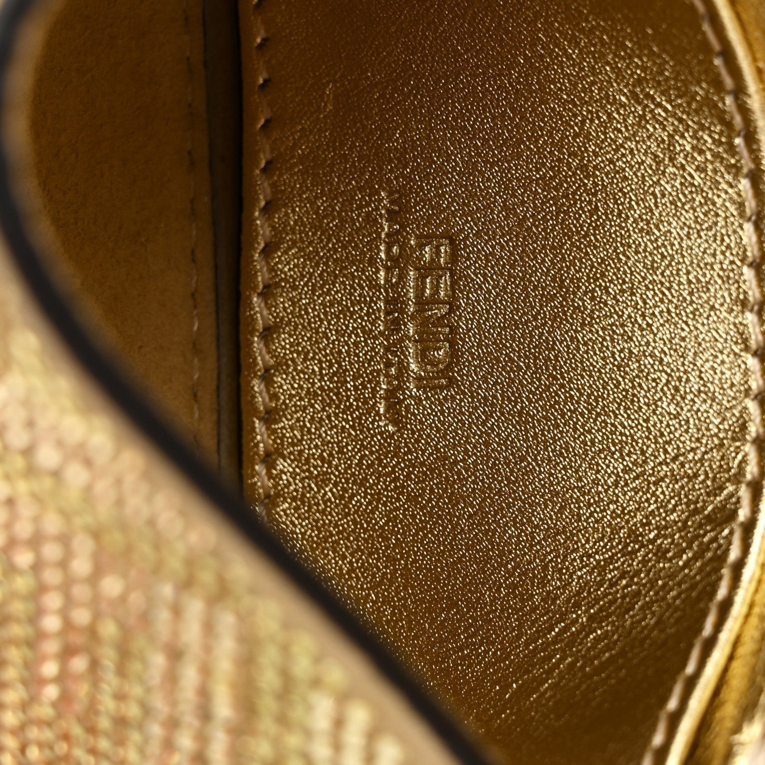 Fendi Crystal Vitello Laminato Nano Maxi Buckle Baguette Charm - Image 5