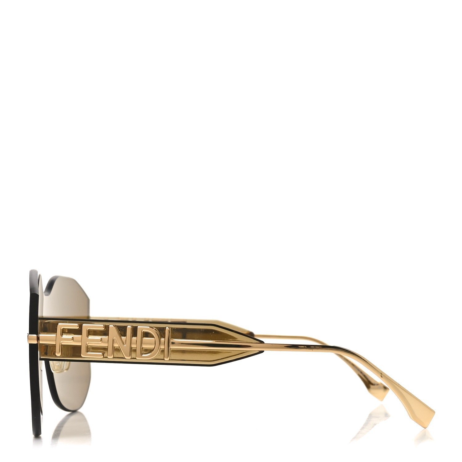 Acetate Metal Fendigraphy Shield Sunglasses FE 40067U Brown Gold - Image 3