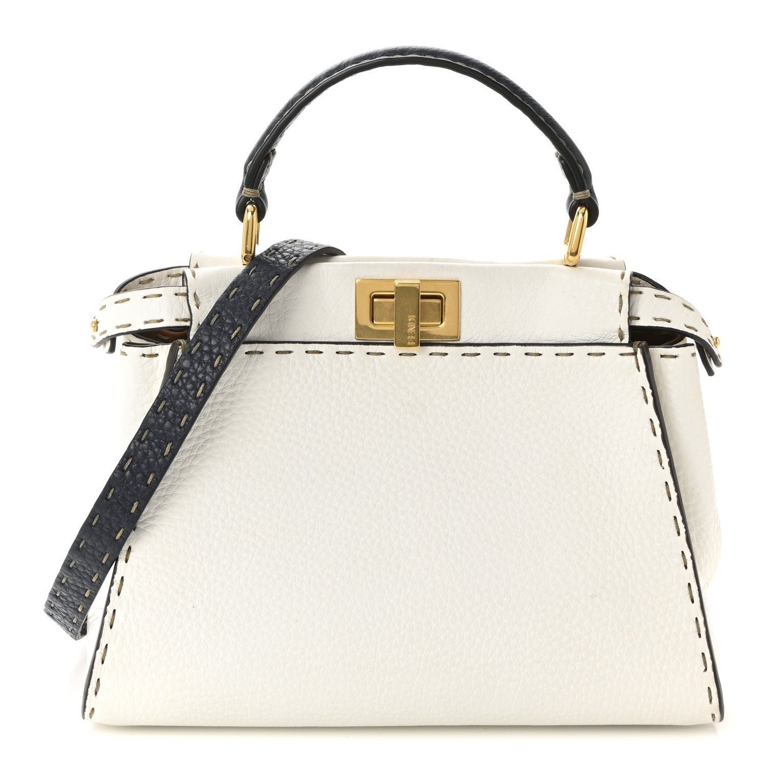 Fendi Cuoio Romano Selleria Tri-color Mini Peekaboo Iconic Satchel