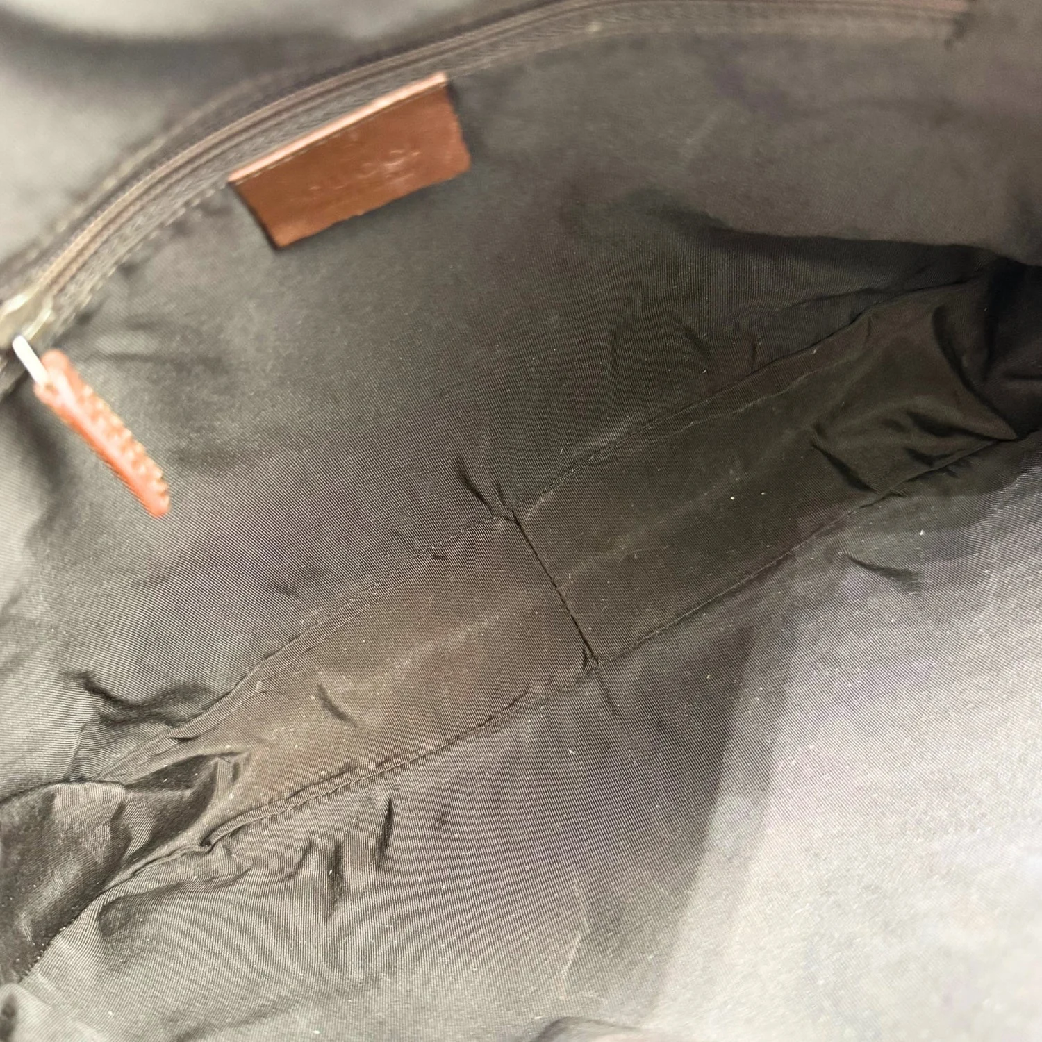 Shoulder Bag Brown Canvas with Bamboo Handle - Image 6