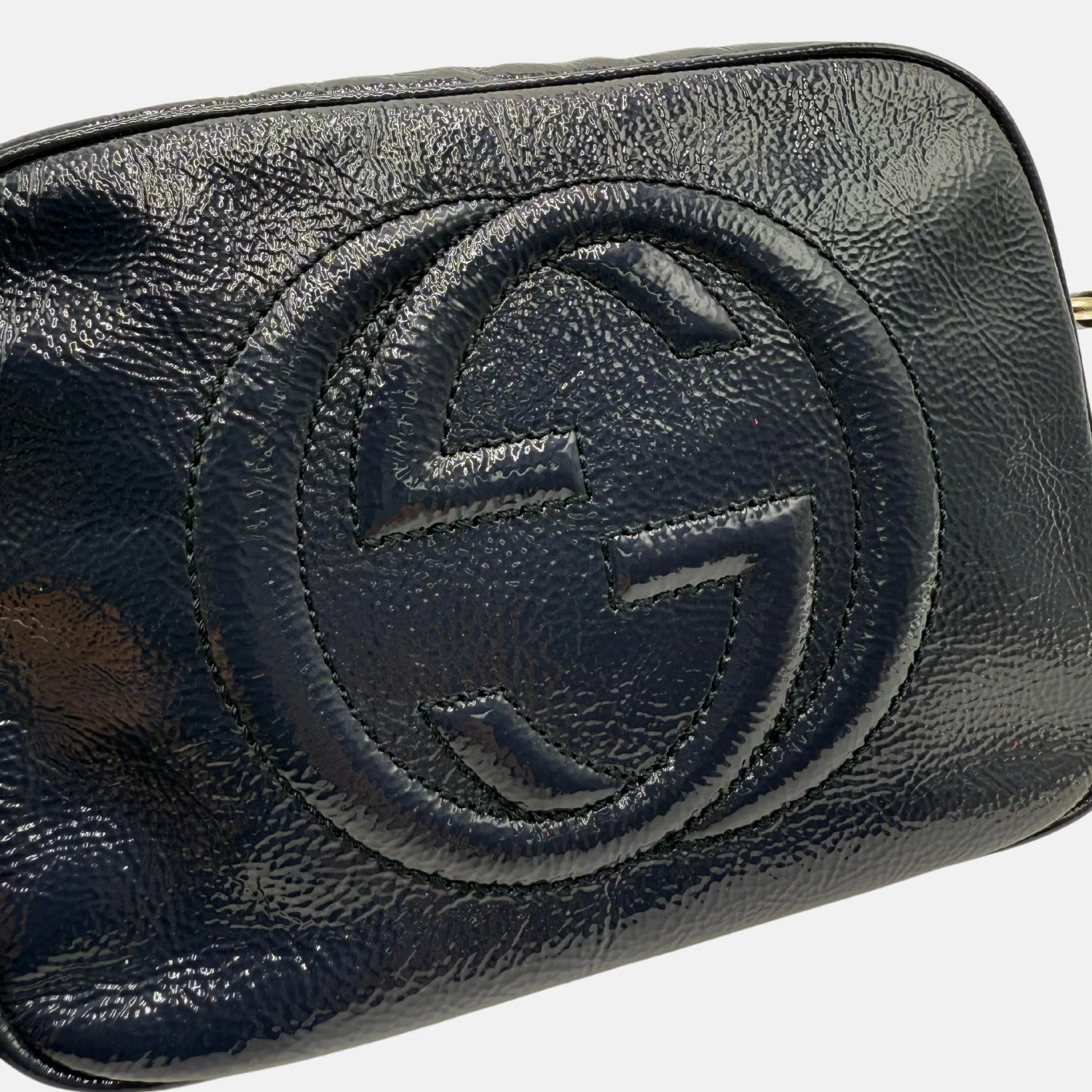 Soho Disco Shoulder Bag Navy Patent Leather Small - Image 6