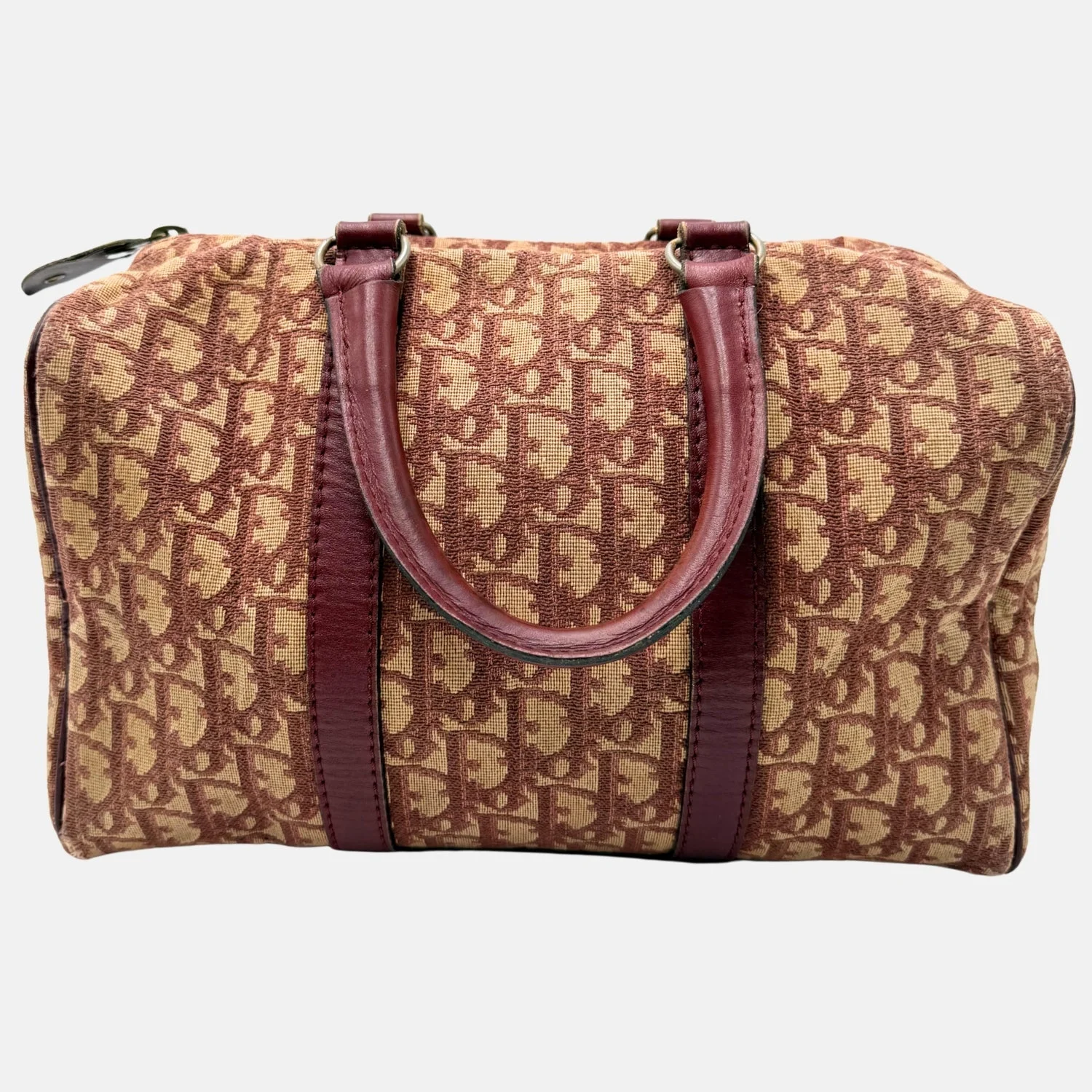 Trotter Boston Bag Burgundy Canvas and Leather Small - Image 6