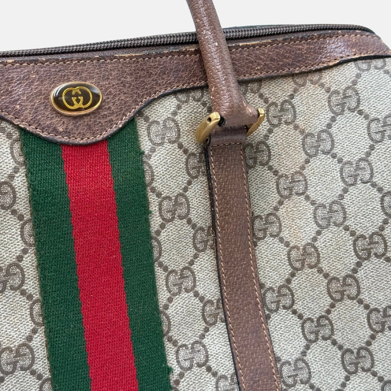 Boston Bag Beige and Brown GG Supreme Canvas Medium - Image 6