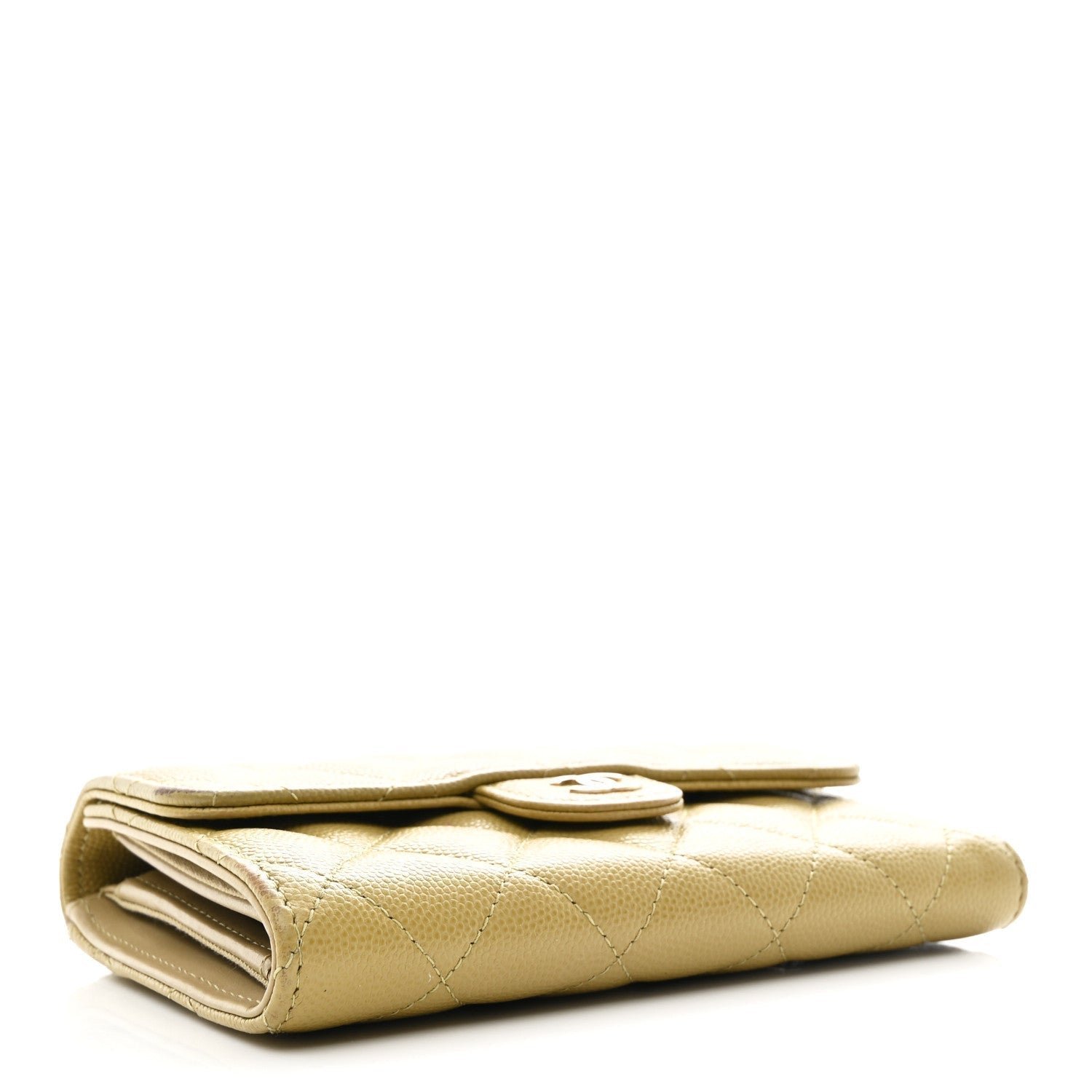 Caviar Quilted Medium Flap Wallet Beige - Image 4