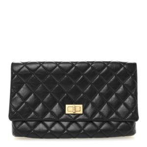 Aged Calfskin Quilted Reissue 2.55 Clutch Black