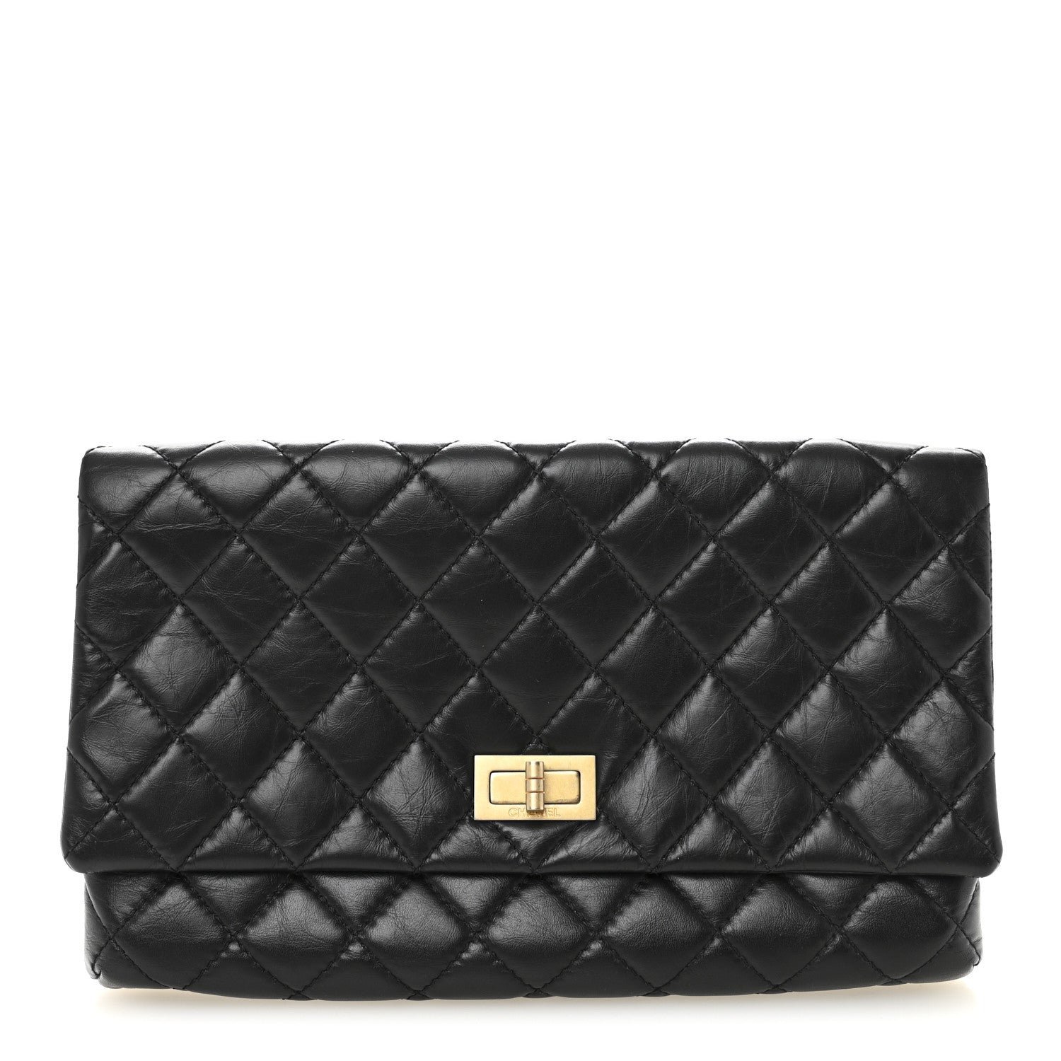 Aged Calfskin Quilted Reissue 2.55 Clutch Black