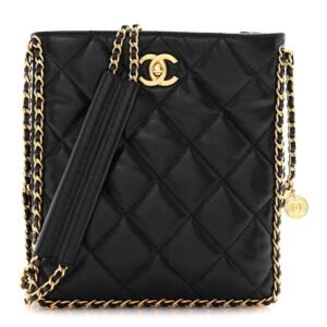 Caviar Quilted Mini Never Ending Chain Tote Black