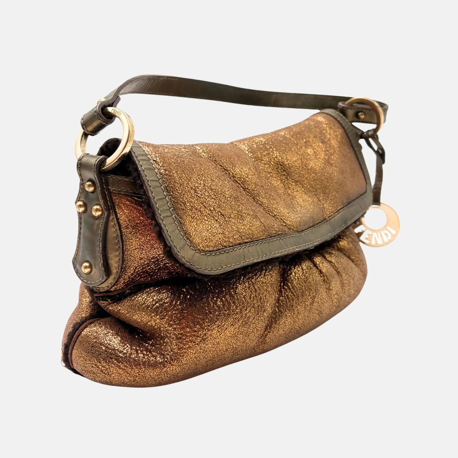 Chef Shoulder Bag Bronze Shearling - Image 3