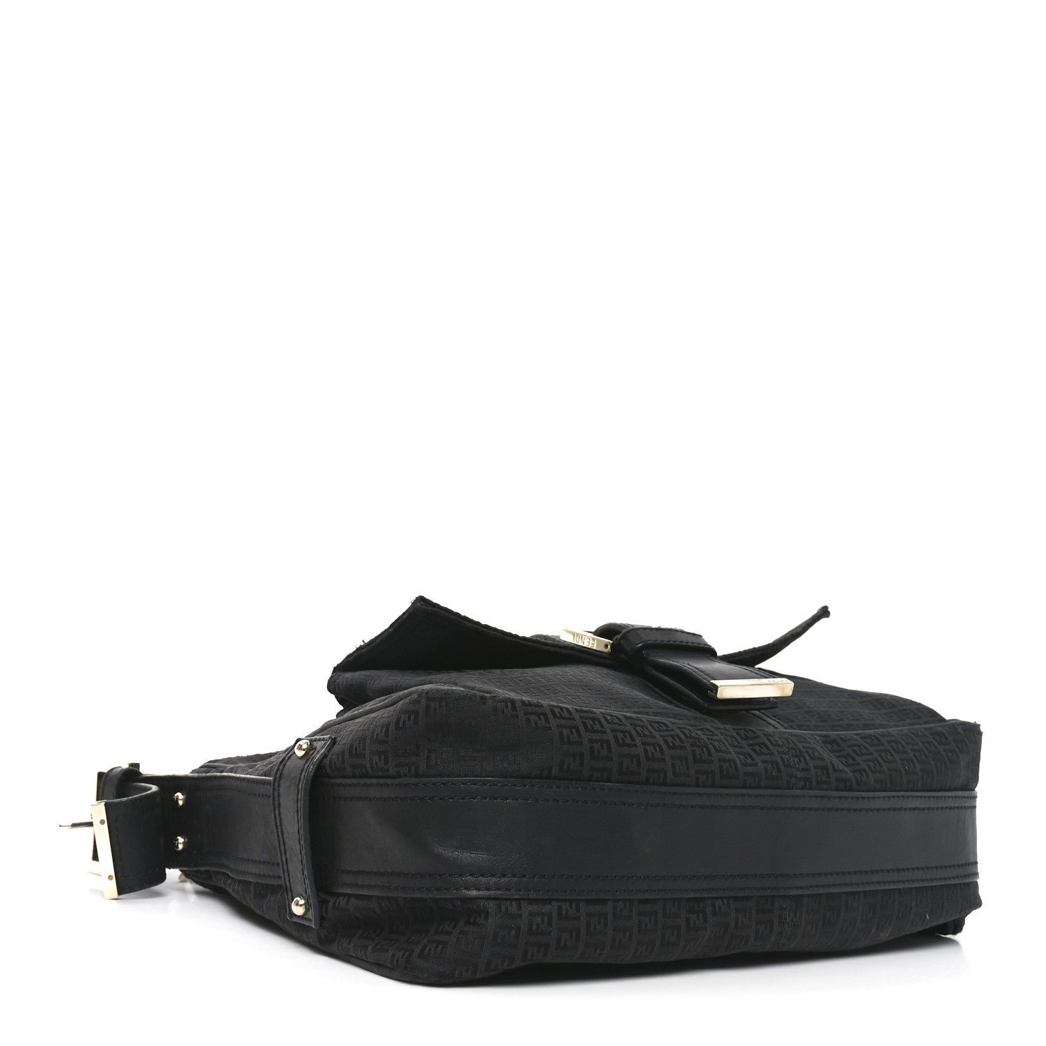 Baguette Black Zucca Canvas Bag with Leather Trim - Image 4