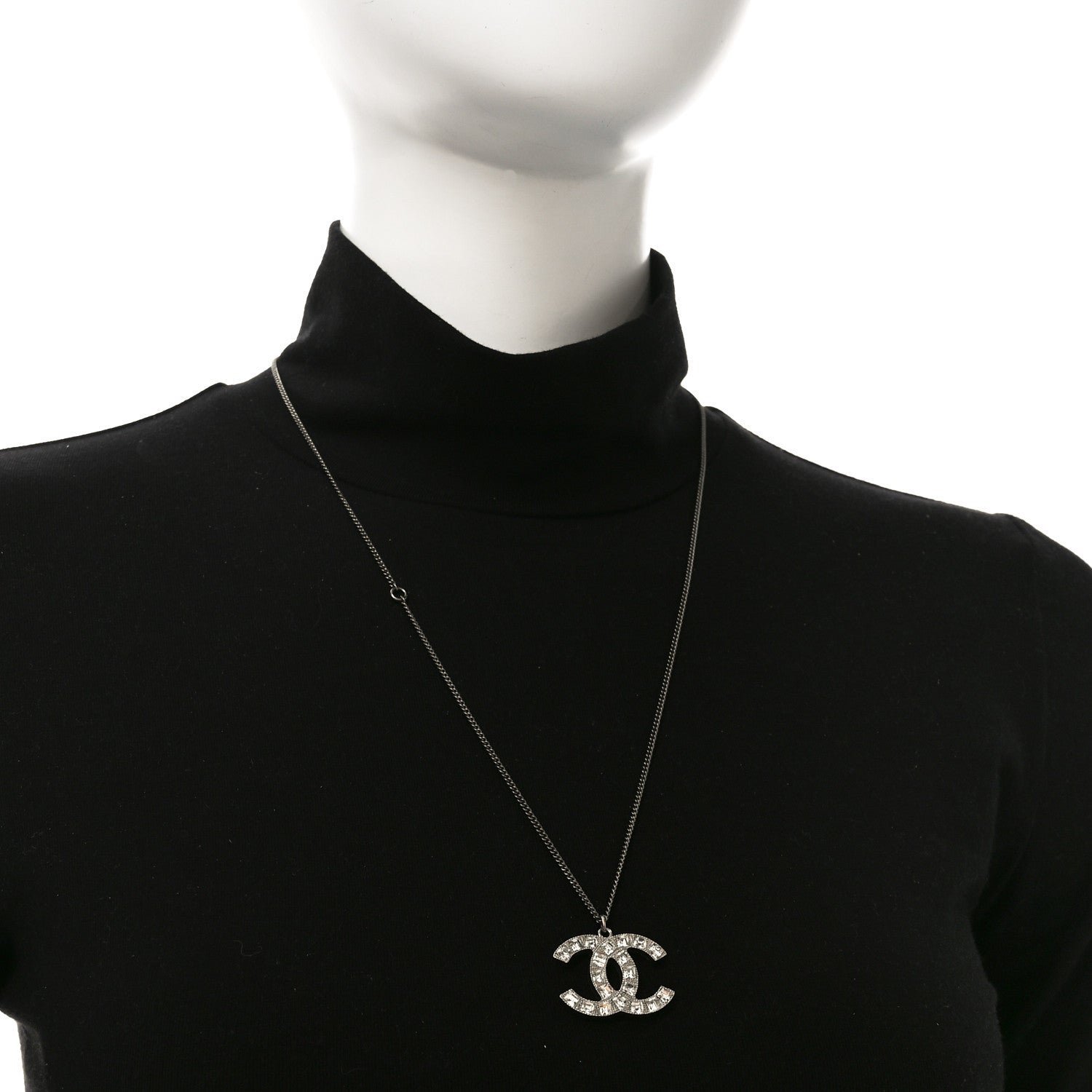 Baguette Crystal CC Necklace Silver - Image 2