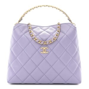 Caviar Quilted Chanel Way Clutch With Chain Light Purple
