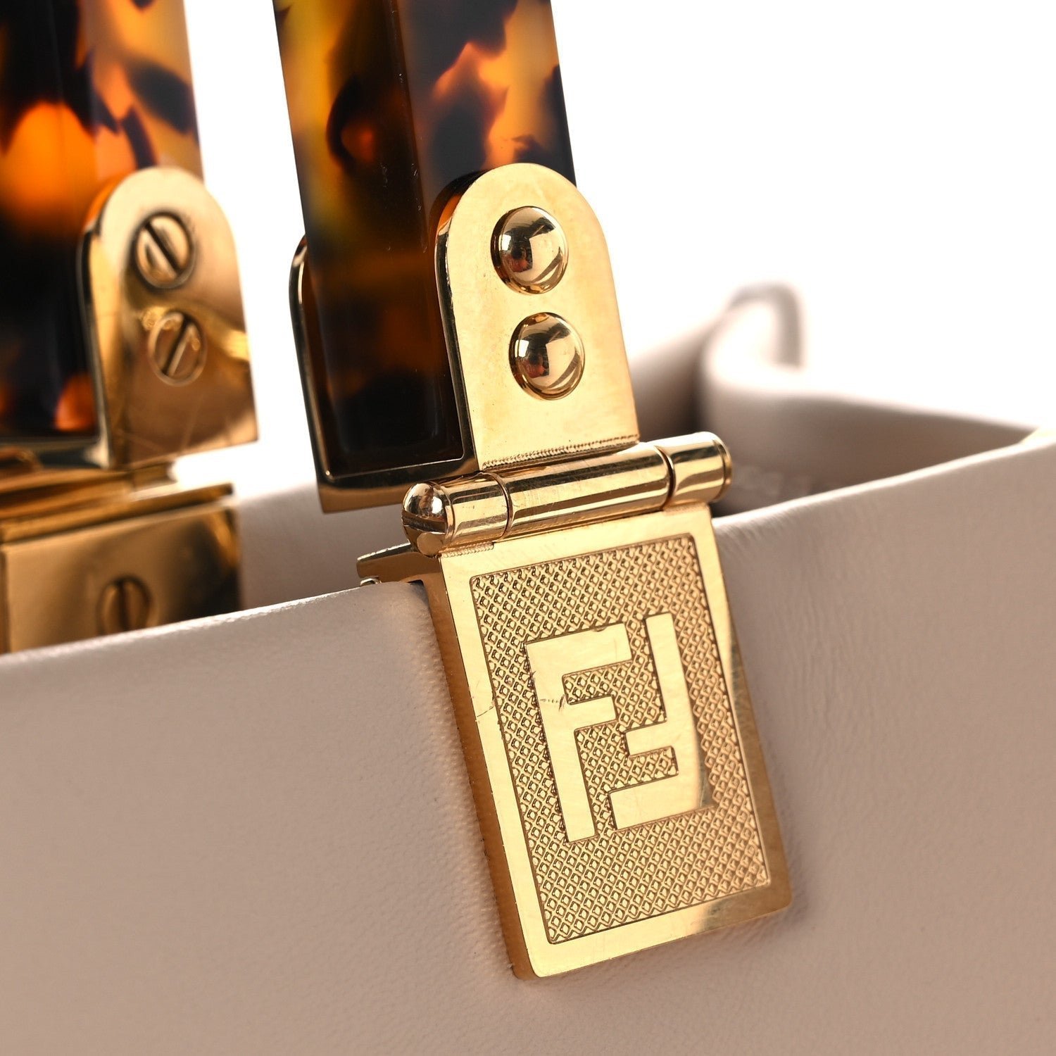 Fendi Vitello King Plexiglass Logo Embossed Medium Fendi Sunshine Shopper Tote - Image 10