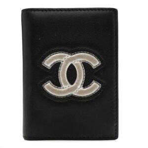 Calfskin Classic Card Holder Black Silver
