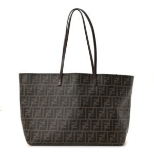 Fendi Zucca Spalmati Medium Roll Tote (Tobacco/Rosso)