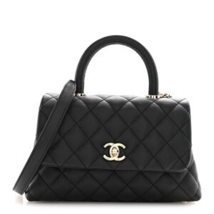 Caviar Quilted Mini Coco Handle Flap Black
