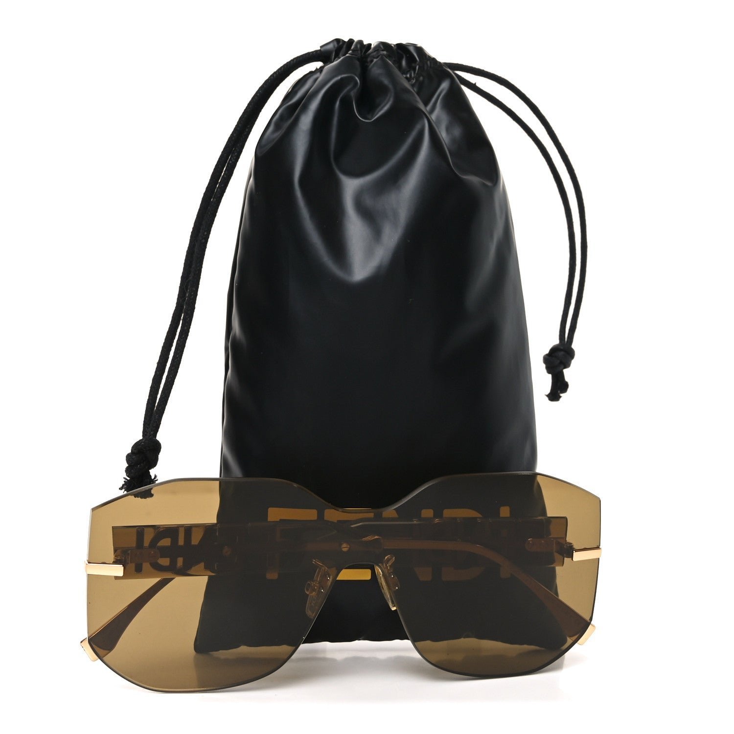 Acetate Metal Fendigraphy Shield Sunglasses FE 40067U Brown Gold - Image 7