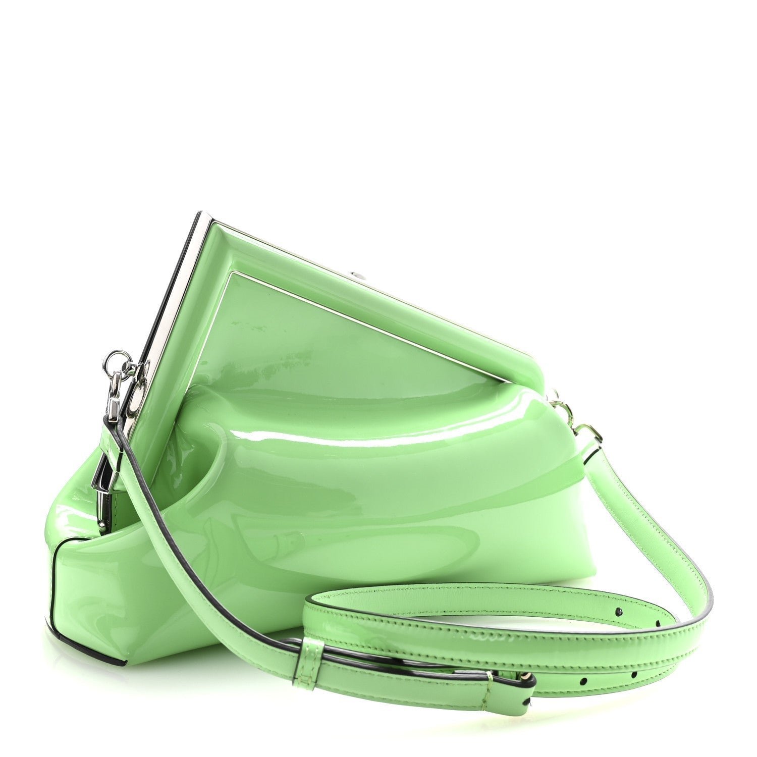 Fendi First Midi Edamame Green Patent Leather Bag - Image 3
