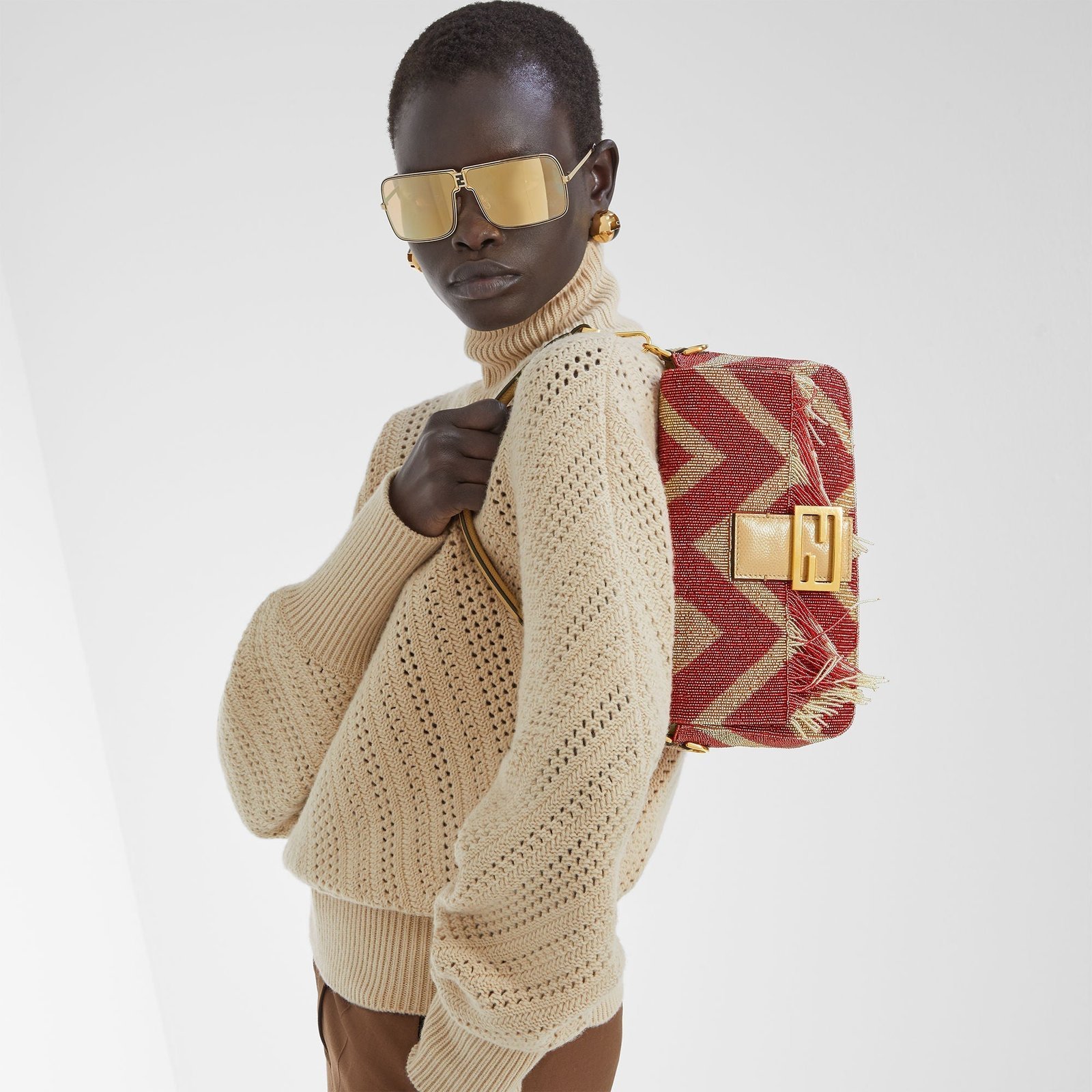 Fendi Two-Tone Beads And Fringes Baguette - Image 2