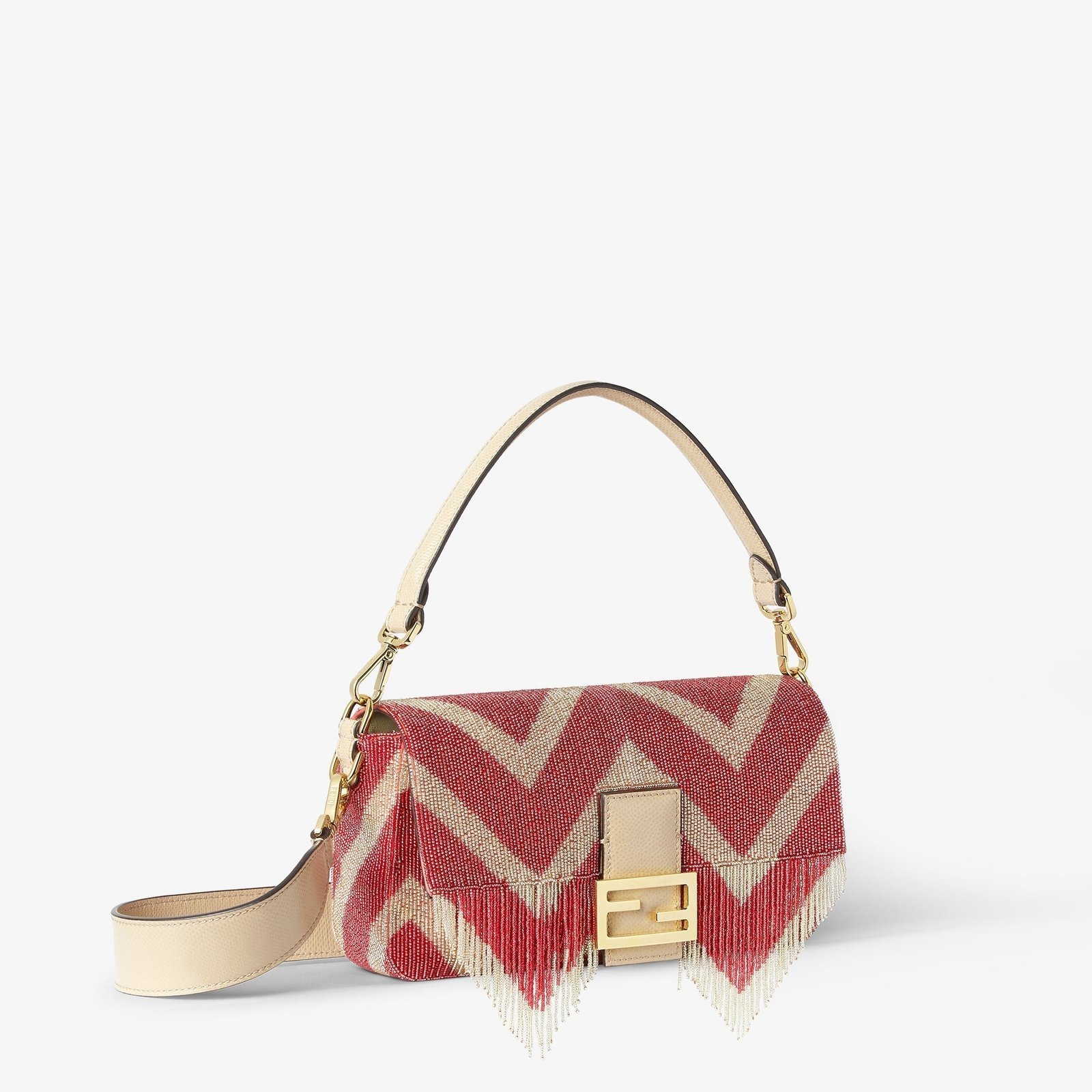 Fendi Two-Tone Beads And Fringes Baguette - Image 3