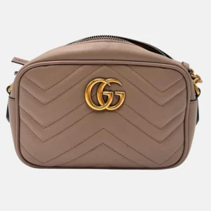 Marmont Camera Bag Taupe Matelassé Leather Mini