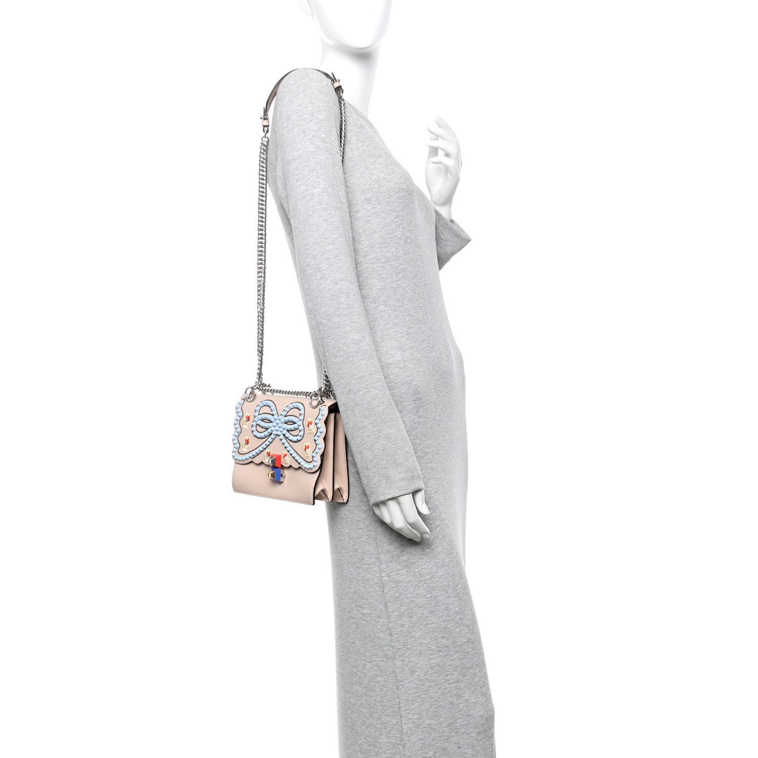 Fendi Vitello Liberty Scalloped Studded Flowers and Bows Small Kan I Shoulder Bag - Image 2