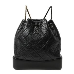 Aged Calfskin Quilted Gabrielle Backpack Black