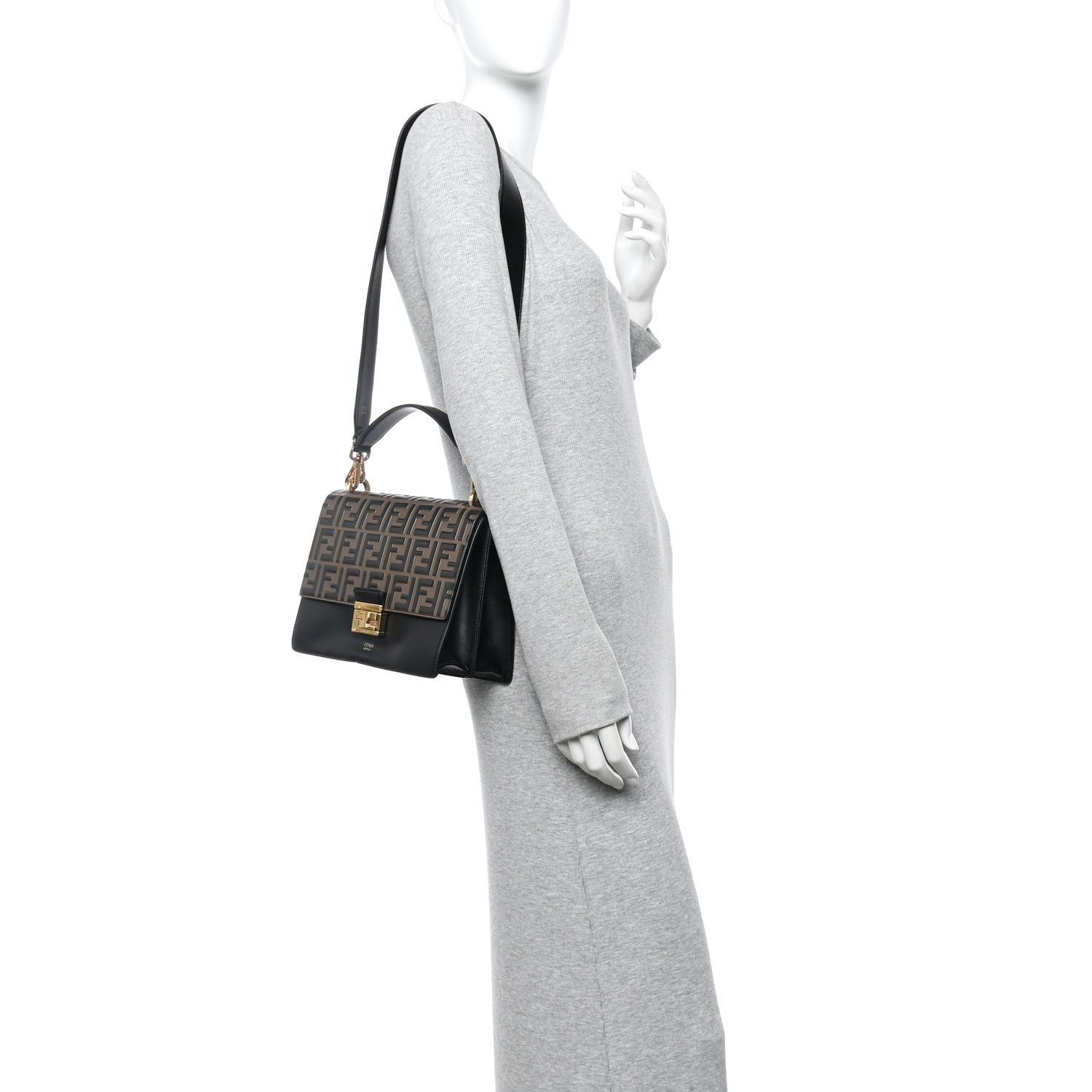 Fendi Vitello Liberty Bi-Color FF 1974 Embossed Kan U Shoulder Bag - Image 2