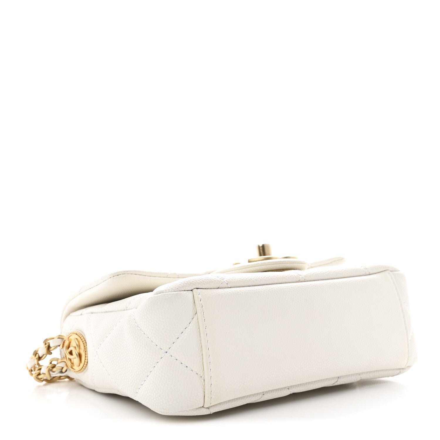 Caviar Quilted Mini Twist Your Buttons Flap White - Image 4