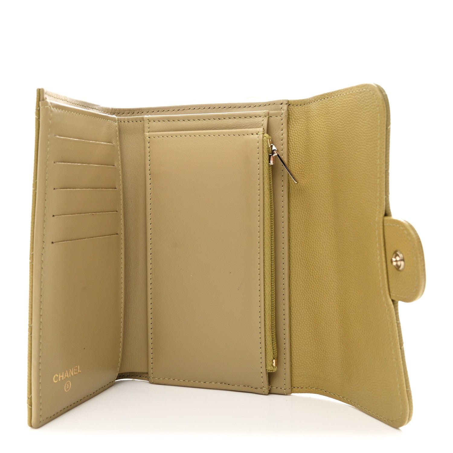 Caviar Quilted Medium Flap Wallet Beige - Image 5