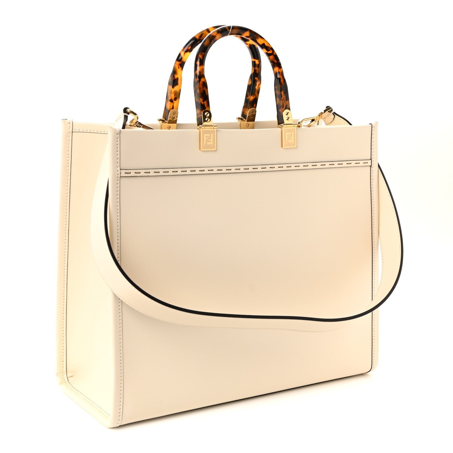 Fendi Vitello King Plexiglass Logo Embossed Medium Fendi Sunshine Shopper Tote - Image 3