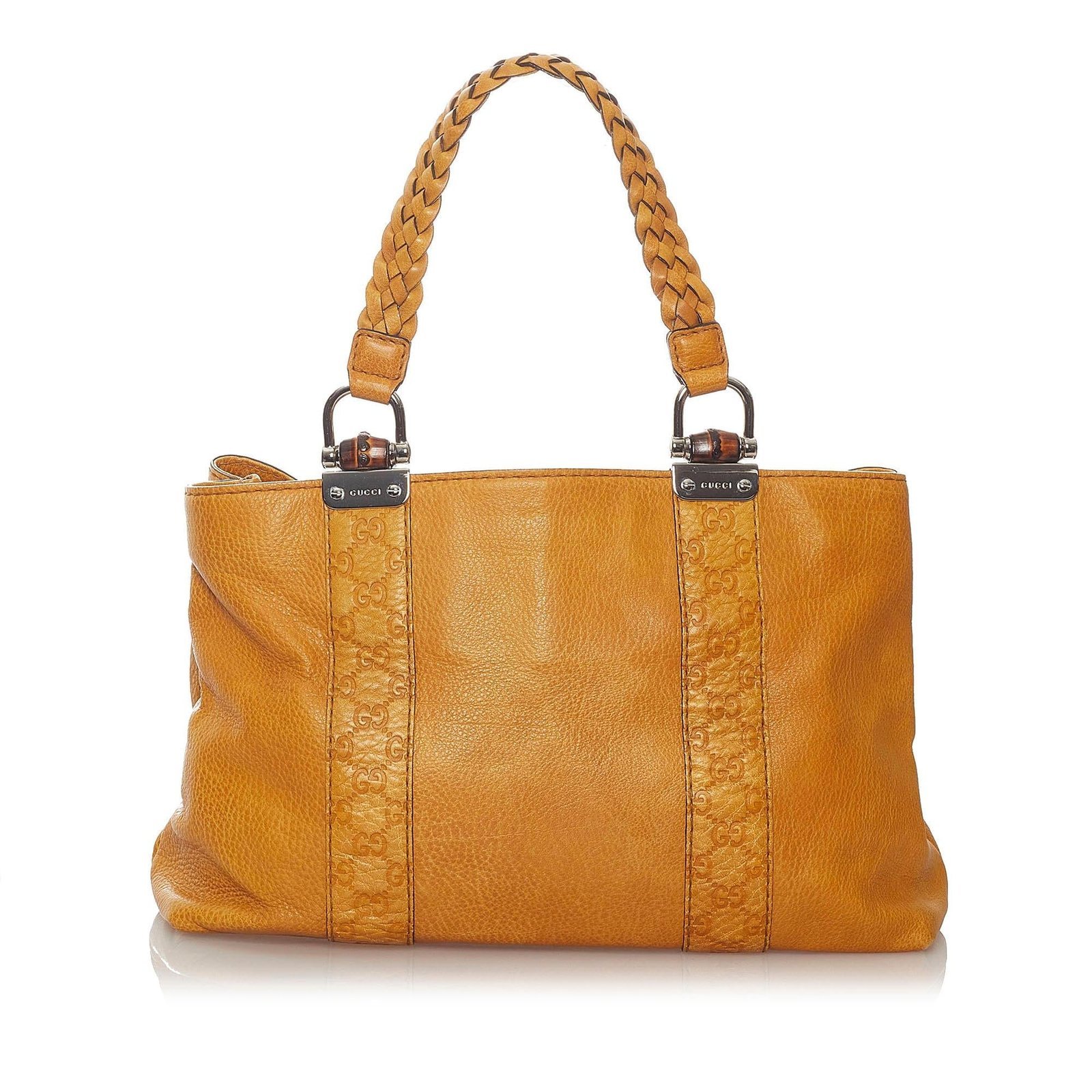 Gucci Bamboo Bar Leather Tote Bag
