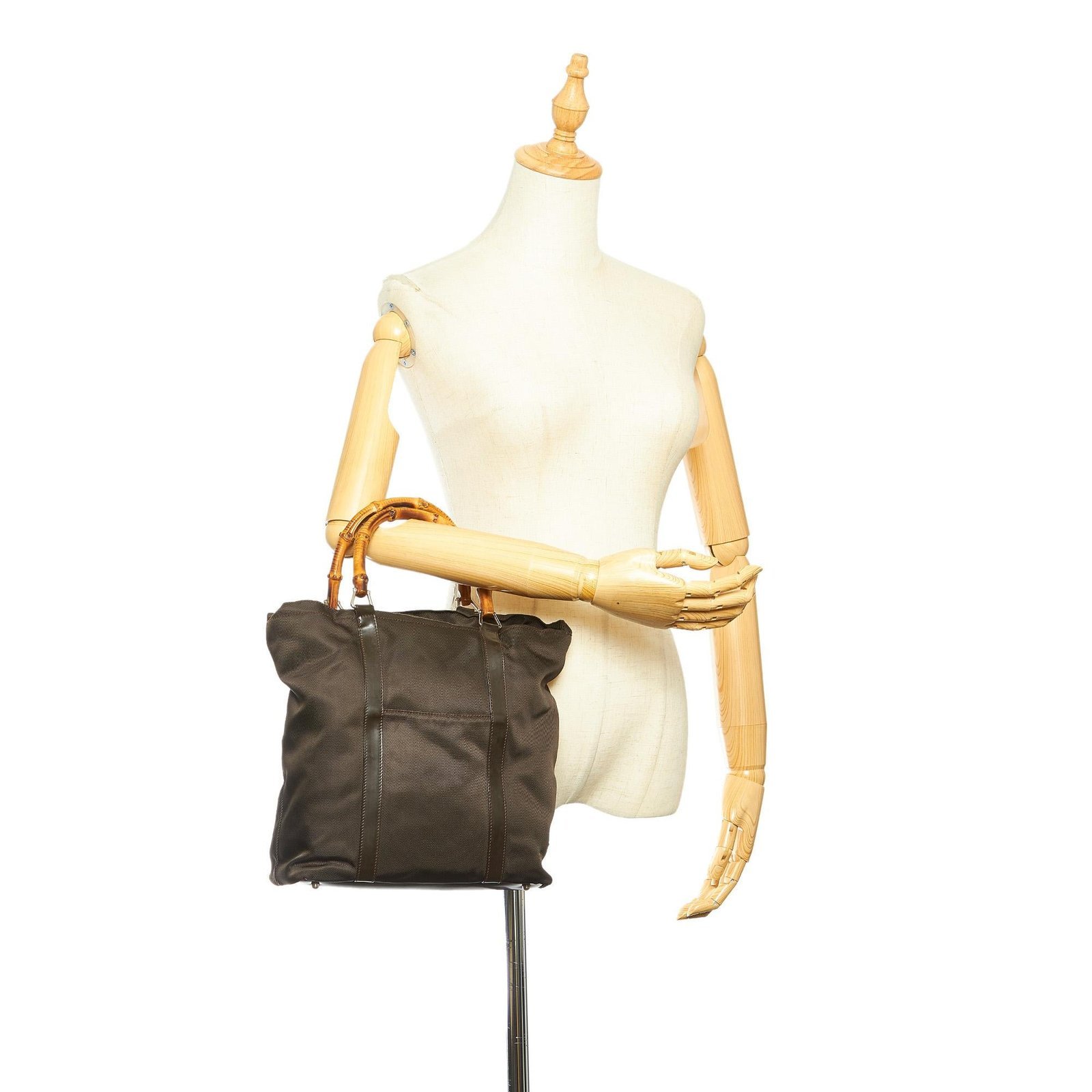 Gucci Bamboo Canvas Handbag - Image 5