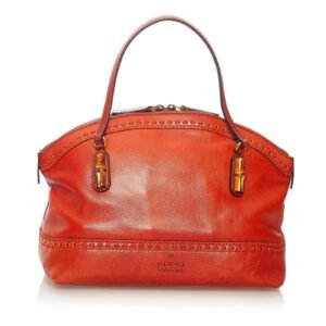 Gucci Bamboo Crafty Leather Tote Bag