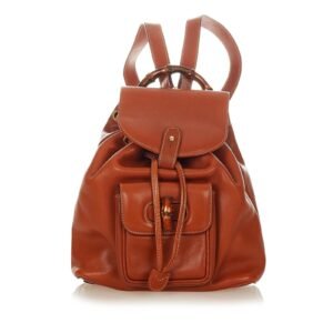 Gucci Bamboo Drawstring Leather Backpack