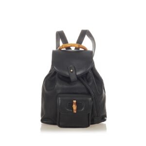 Gucci Bamboo Drawstring Leather Backpack
