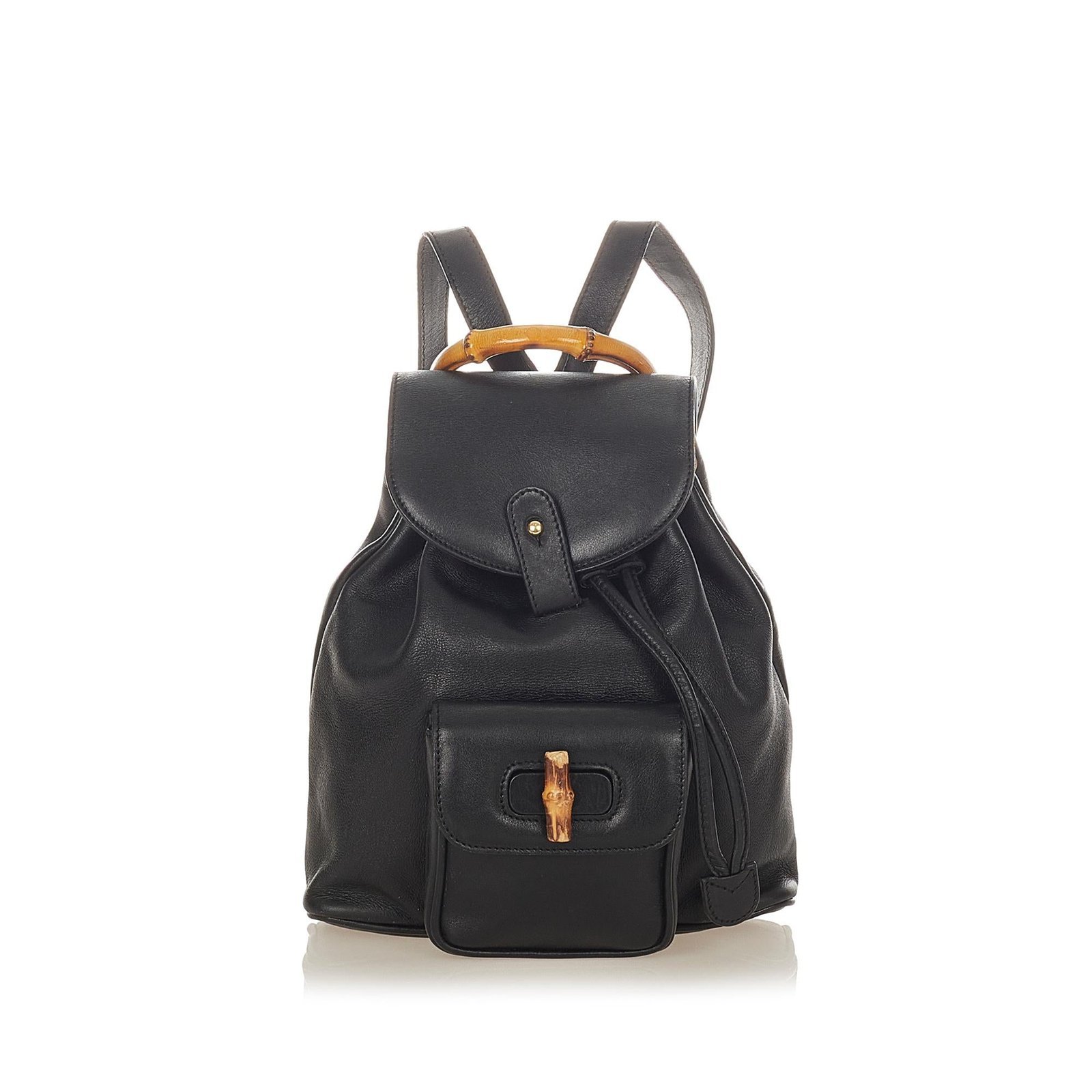 Gucci Bamboo Drawstring Leather Backpack