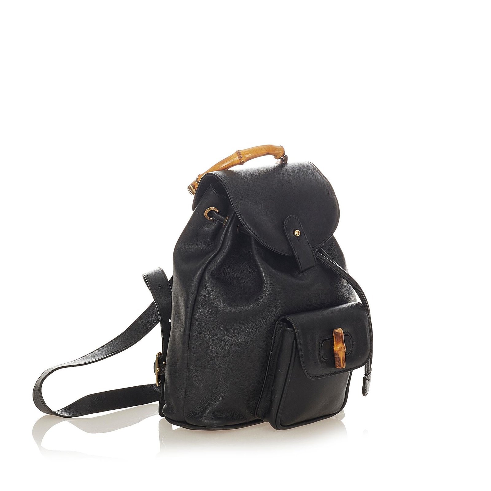 Gucci Bamboo Drawstring Leather Backpack - Image 2