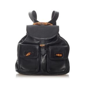 Gucci Bamboo Drawstring Leather Backpack
