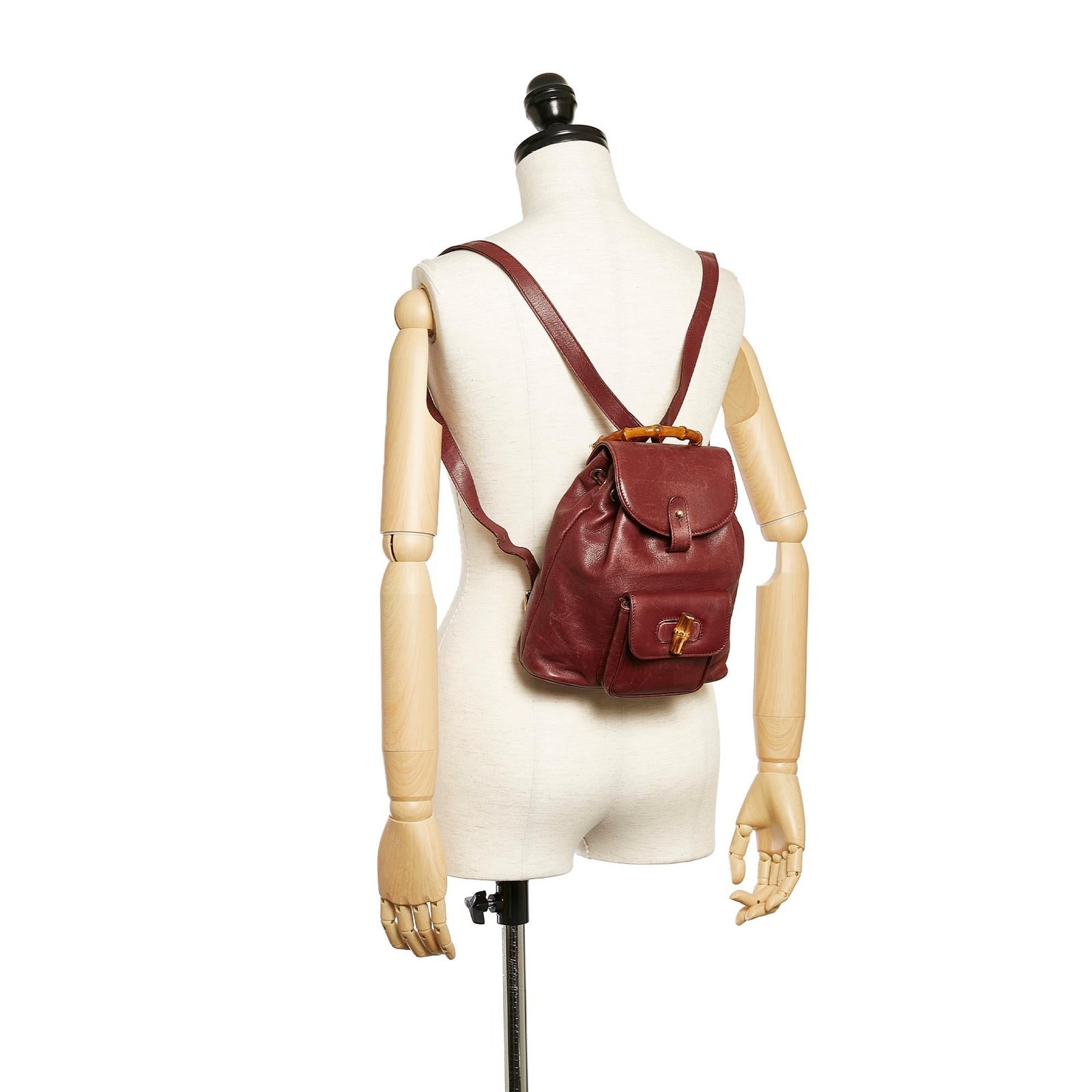 Gucci Bamboo Drawstring Leather Backpack - Image 5