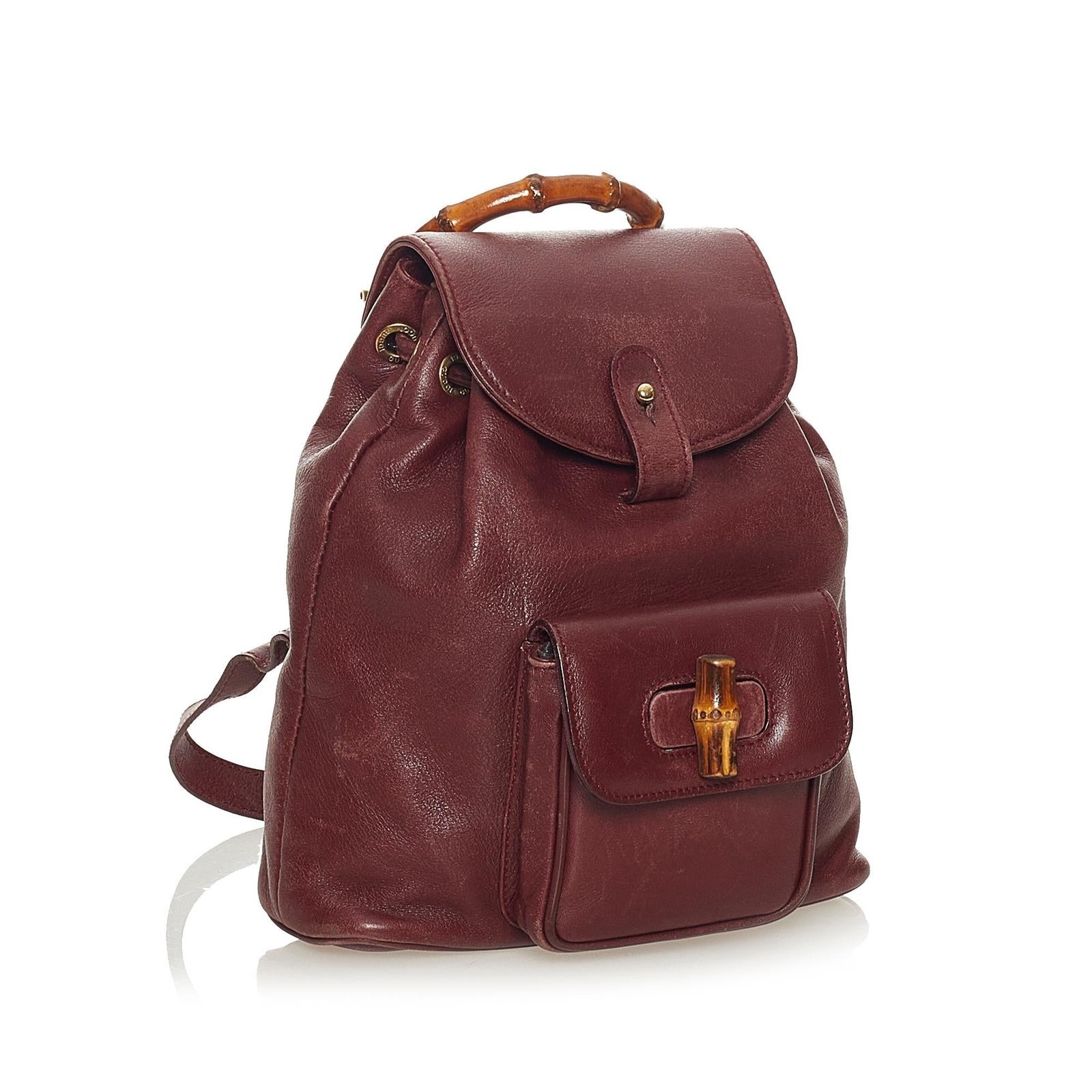 Gucci Bamboo Drawstring Leather Backpack - Image 2