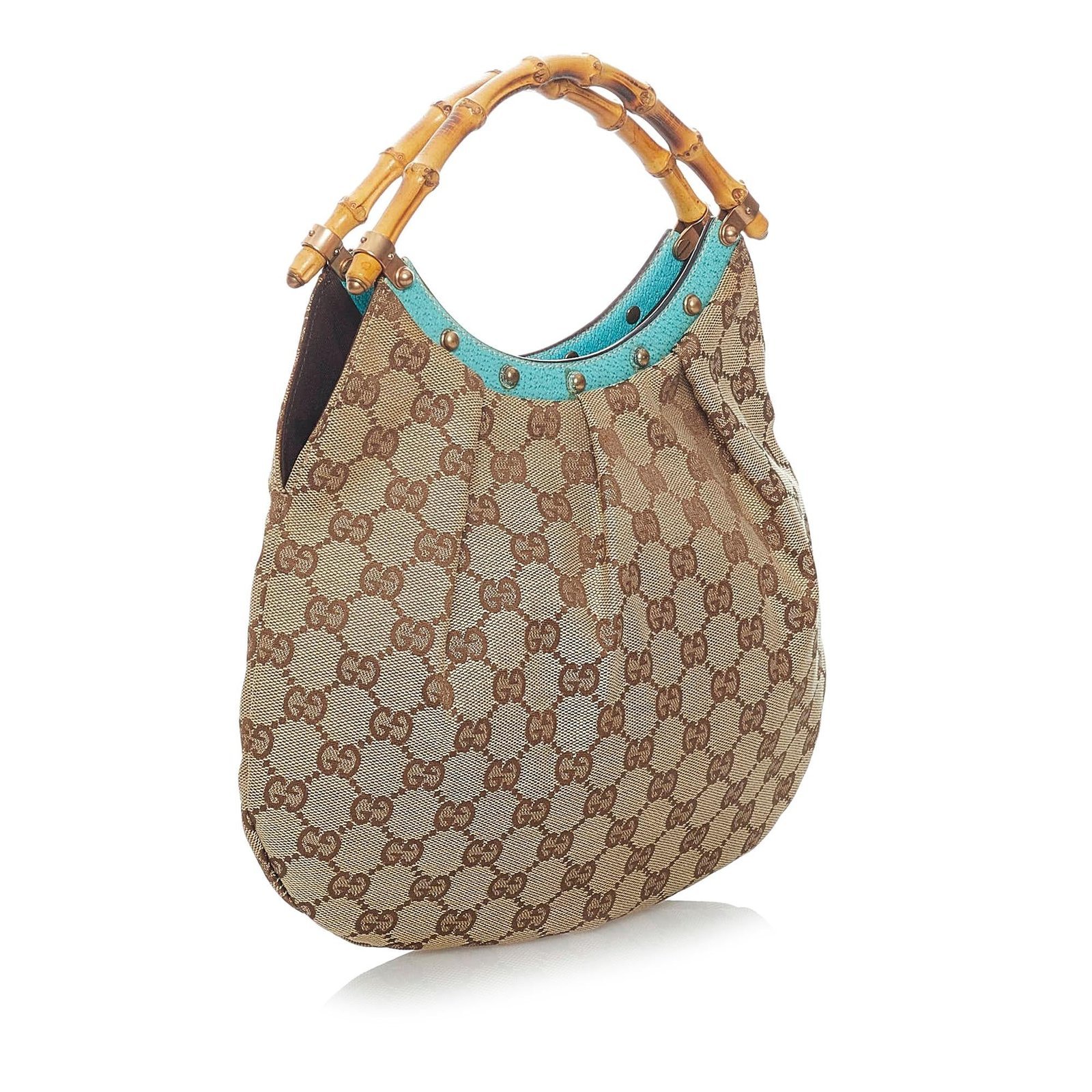 Gucci Bamboo GG Canvas Handbag - Image 2